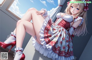 A woman in a maid outfit is posing for a picture.